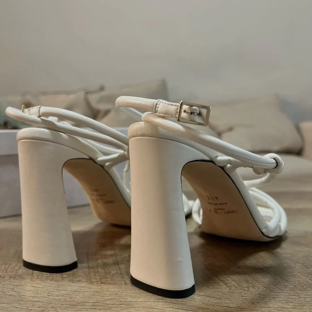 Jimmy Choo Calypso 95 Heels – White Latte Strappy Sandals EU 40.5 (US 10) - Picture 3 of 8